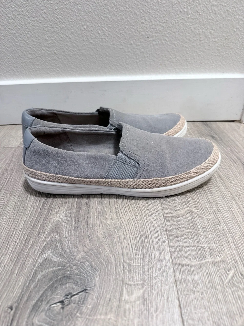 Clarks Gray Slip-On Espadrille-Trim Sneakers - Picture 2 of 6